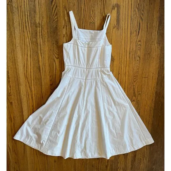 J. Crew White 100% Cotton Strappy Fit Flare Summer Midi Dress  Women's Size 4 - Picture 7 of 10